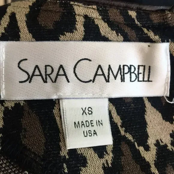 Sara Campbell Leopard Print Bodycon Dress Women's Size XS Black Brown - Picture 7 of 8